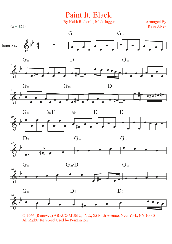 Paint It, Black (arr. Rene Alves)