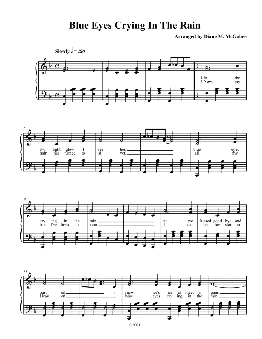 Blue Eyes Crying In The Rain (arr. Diane M. McGahee)