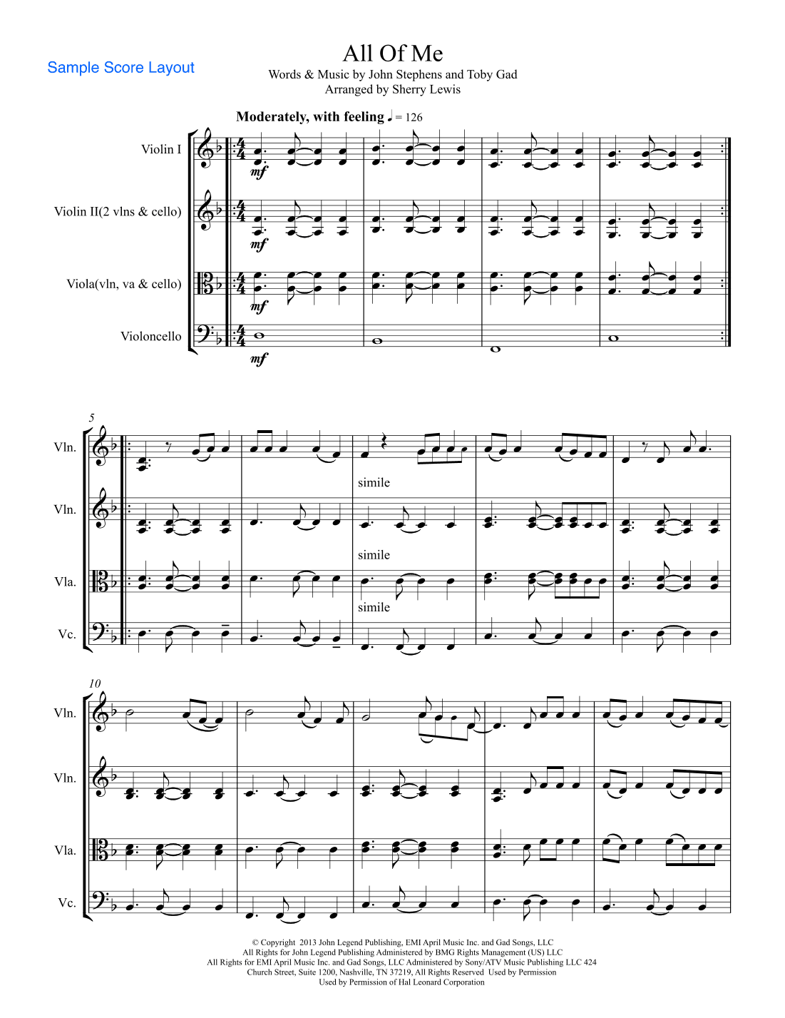 All Of Me (arr. Sherry Lewis Publishing)