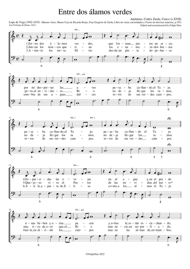 Entre dos álamos verdes (arr. Early Music Scores)