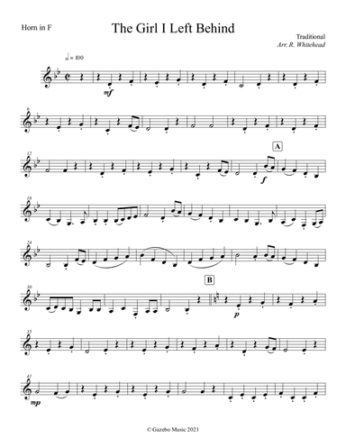 The Girl I left Behind (arr. R. Whitehead)