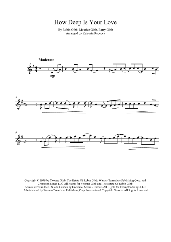 How Deep Is Your Love (arr. Kaiserin Rebecca)
