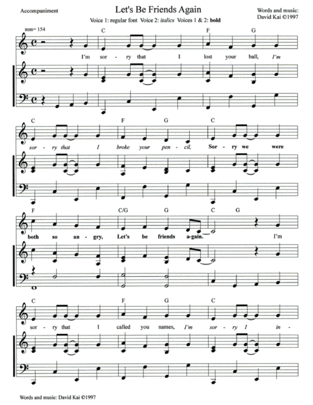 Let's Be Friends Again (accompaniment and lead sheet)
