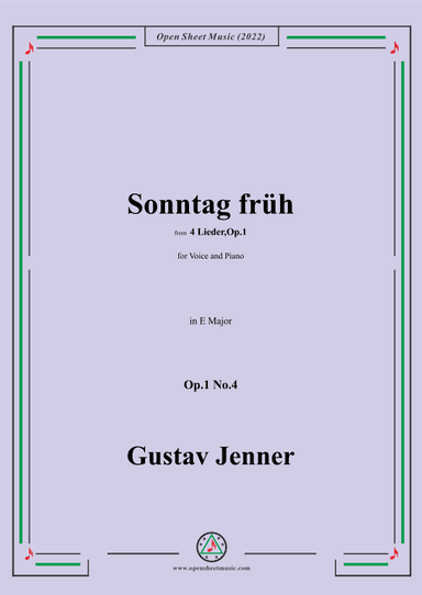 Jenner-Sonntag früh,in E Major,Op.1 No.4 (arr. OSM Press)