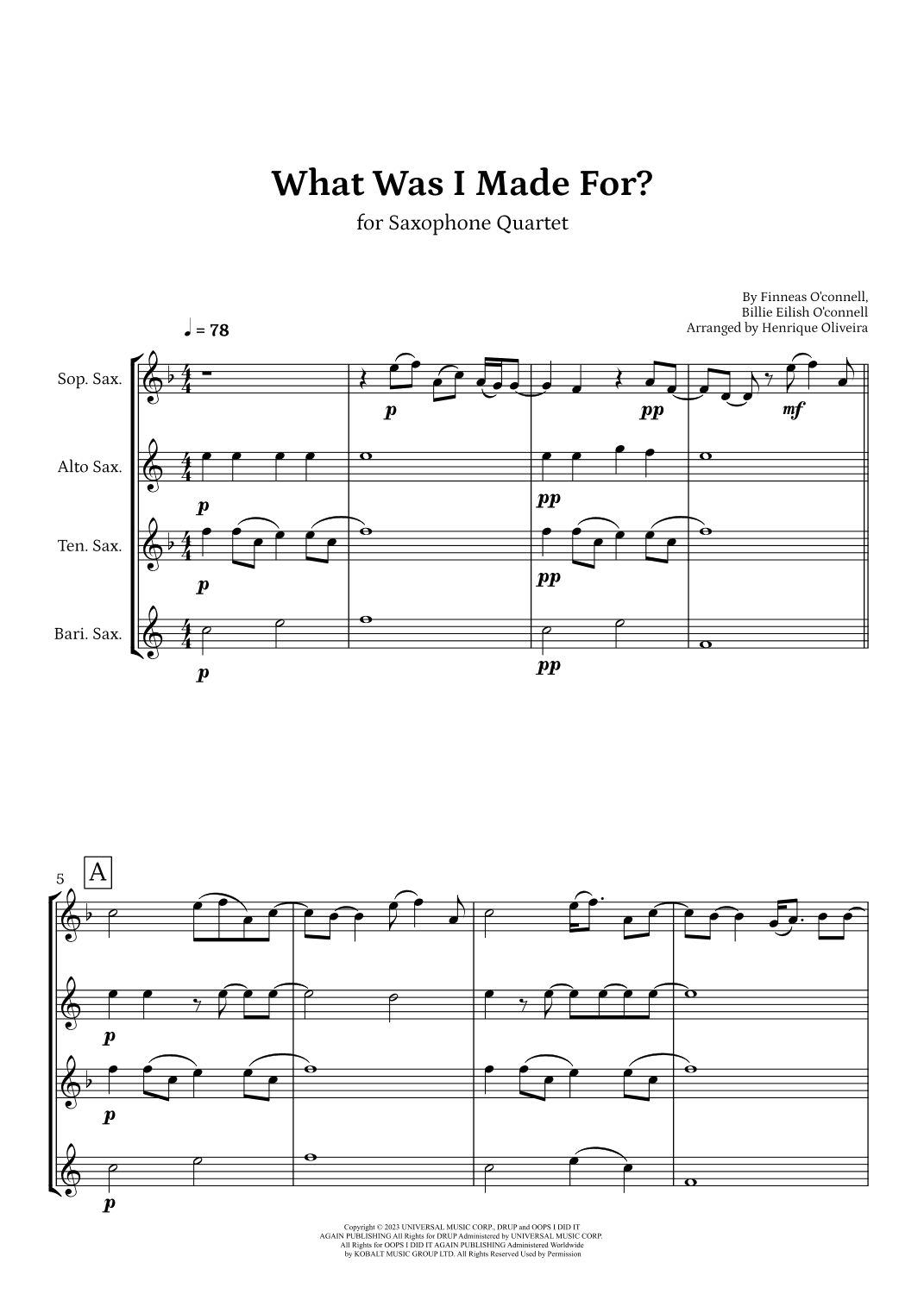 What Was I Made For? (arr. Henrique Oliveira)