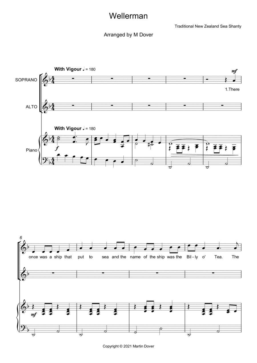 Wellerman - Sea Shanty - Two part choir - SA - Upper Voices (arr. Martin Dover)