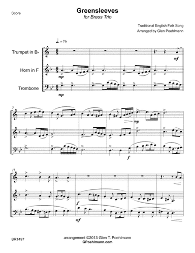 WHAT CHILD IS THIS? (Greensleeves) - BRASS TRIO (unaccompanied) (arr. Glen Poehlmann)