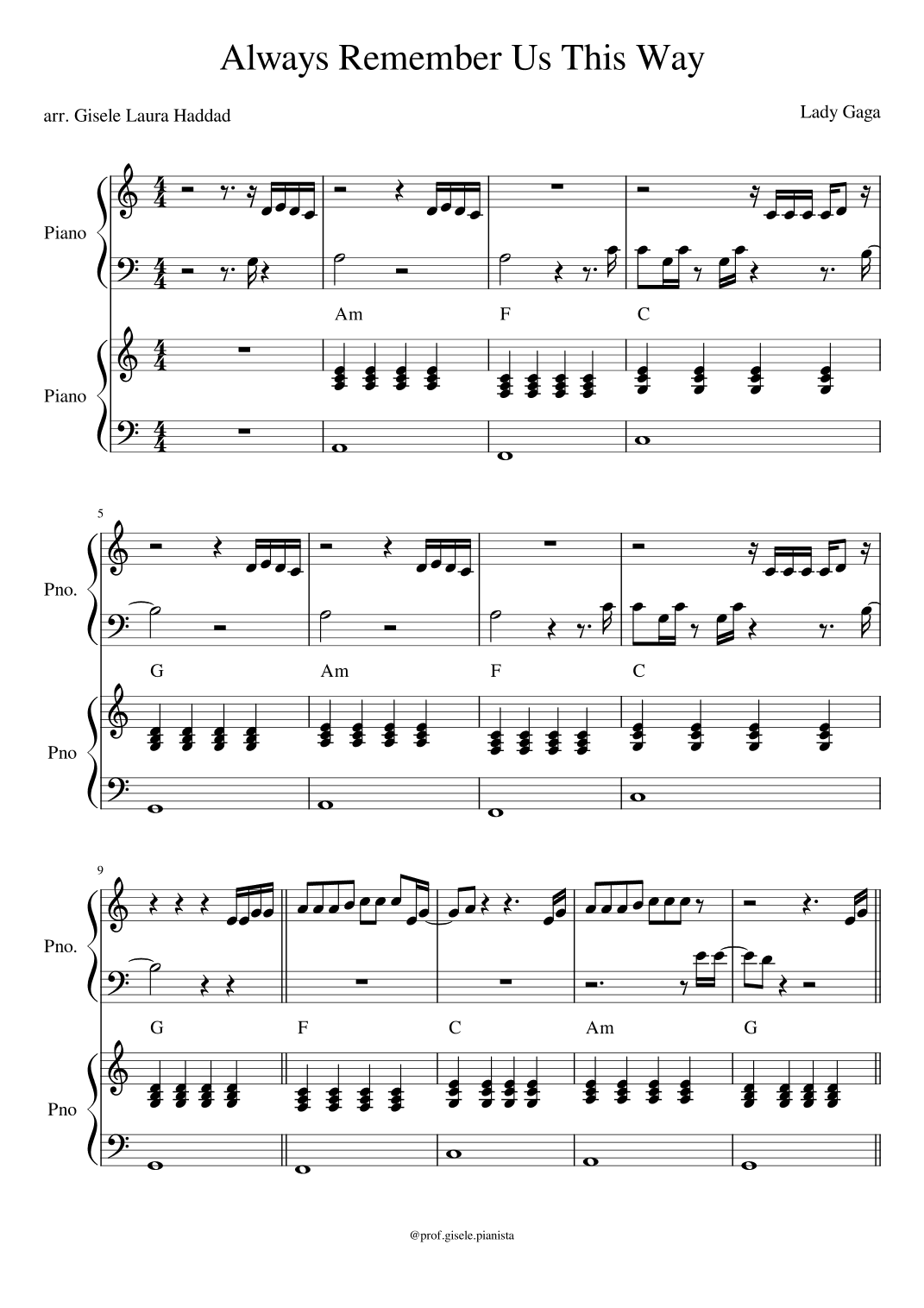 Always Remember Us This Way (arr. Gisele Laura Haddad)