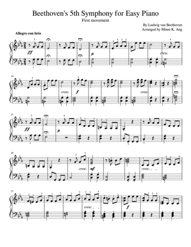 Beethoven's 5th Symphony for Easy Piano (arr. Minni K. Ang)