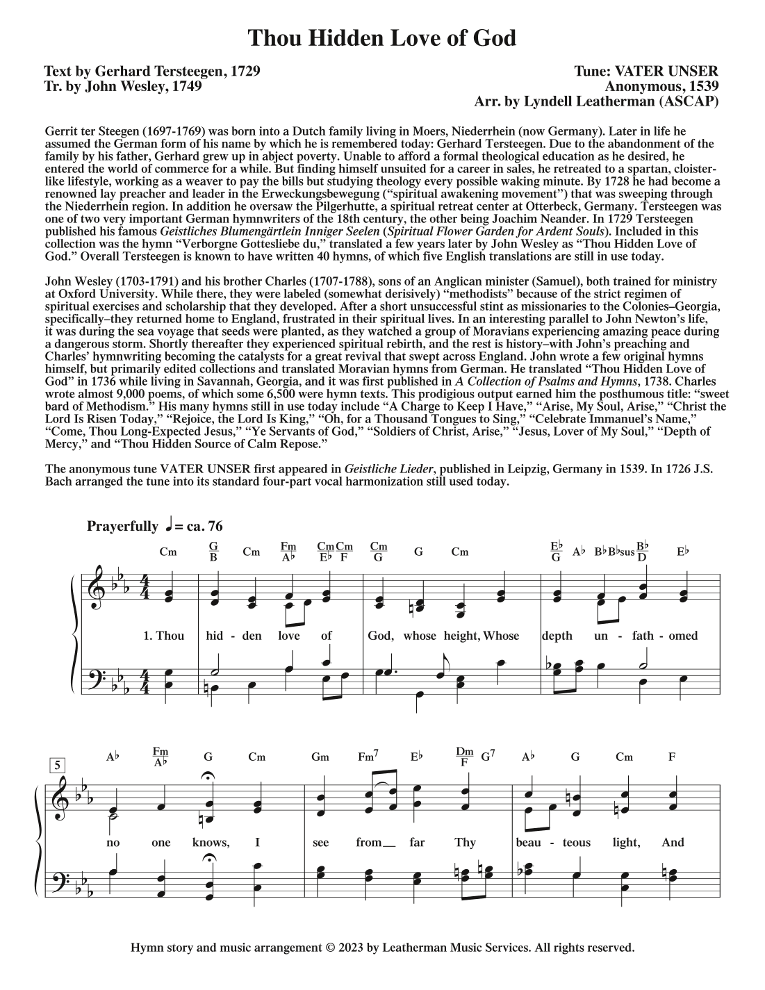 Thou Hidden Love of God (arr. Lyndell Leatherman)