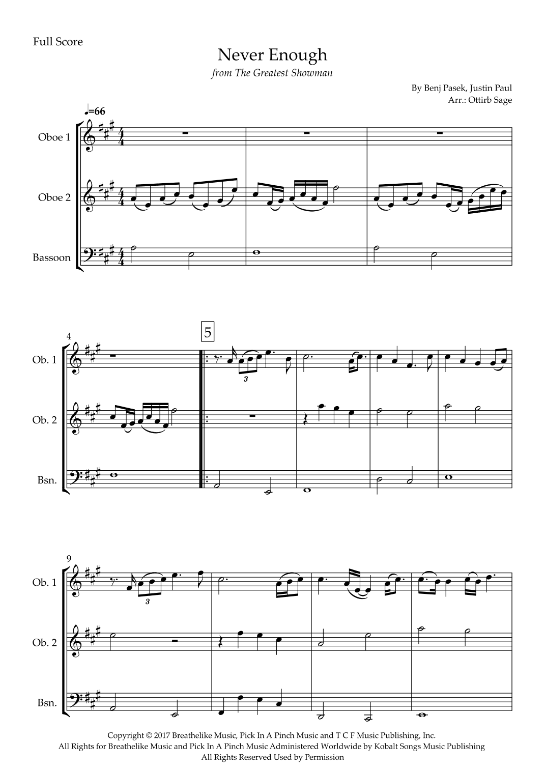 Never Enough (arr. Ottirb Sage)
