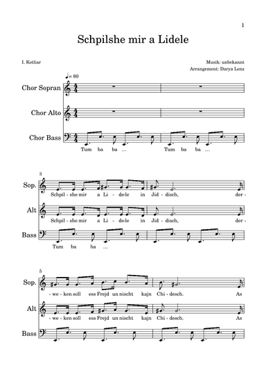 Schpilshe mir a Lidele (arr. Darya Lenz)