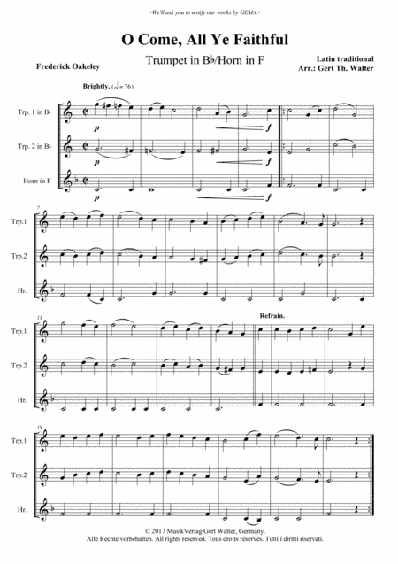 O Come, All Ye Faithful (arr. Gert Th. Walter)