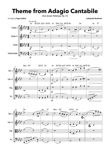 Theme From Adagio Cantabile (from Sonata 'Pathétique' Op.13) (arr. Tiago Cordeiro)