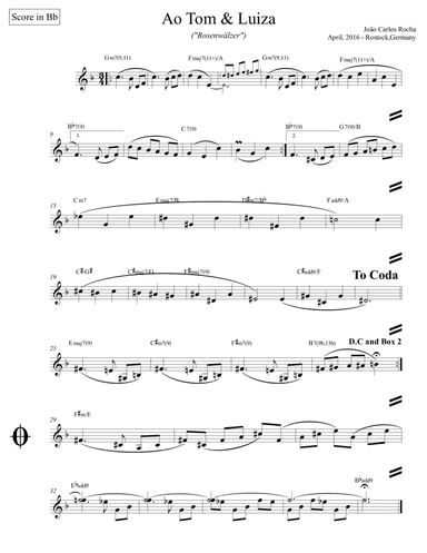 Rosenwälzer | Ao Tom & Luiza (score in Bb)