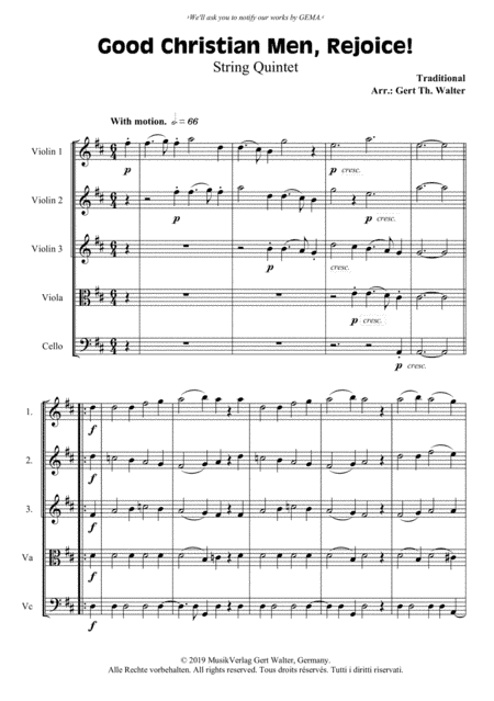 Good Christian Men, Rejoice! (arr. Gert Th. Walter)