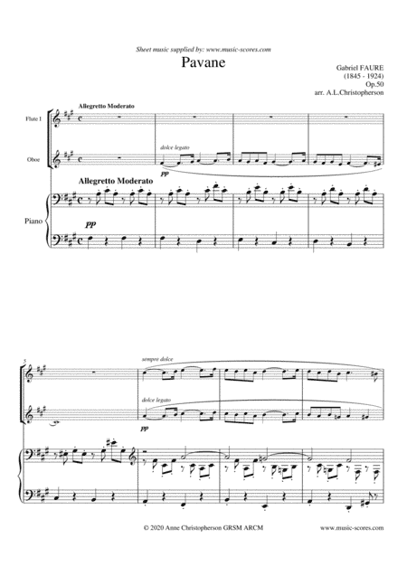 Op.50 Pavane - Flute Oboe and Piano (arr. Anne Christopherson GRSM ARCM)