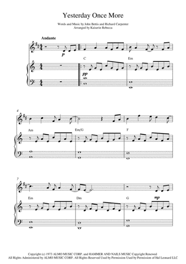 Yesterday Once More (arr. Kaiserin Rebecca)