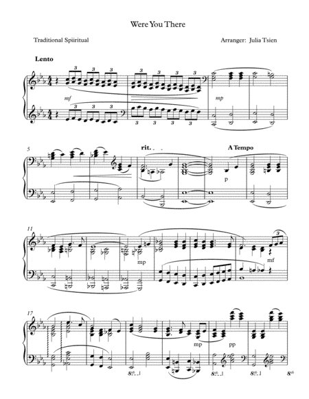 Were You There, piano solo (arr. julia tsien)