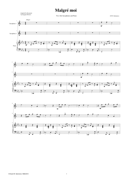 Malgré moi 2 alto saxophones with piano