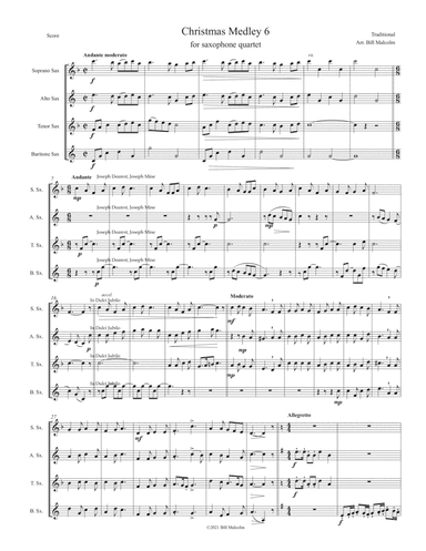 Christmas Medley 6 for saxophone quartet (arr. Bill Malcolm)