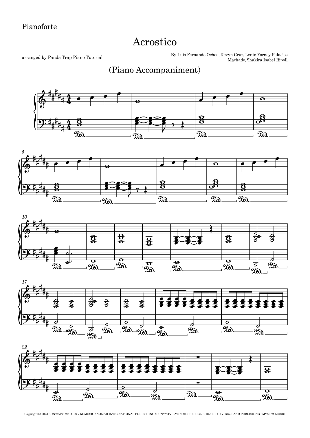 Acrostico (arr. Panda Trap Piano Tutorial)