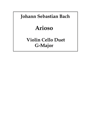Arioso BWV 156 (Violin Cello Duet) (arr. James Allen Shimanek)