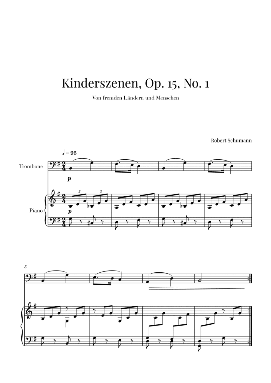 Kinderszenen, Op 15, No. 1 (for Trombone and Piano) (arr. Cadenza Editions)