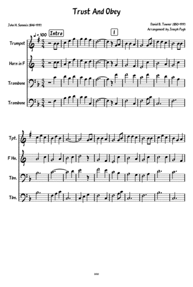 Trust And Obey (Brass Quartet) (arr. Joseph Pugh)