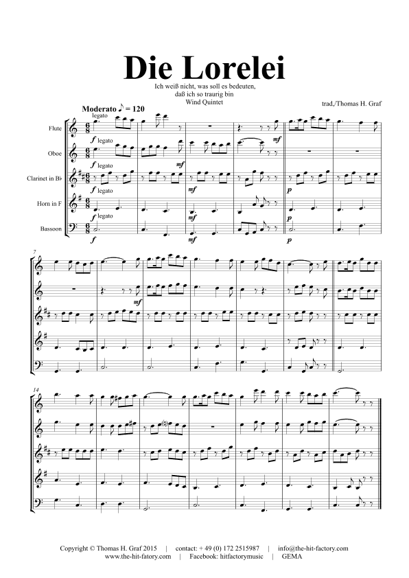 Die Loreley/Die Lorelei - Ich weiß nicht was soll es bedeuten - German Folk Song  - Wind Quintet (arr. Thomas Graf)