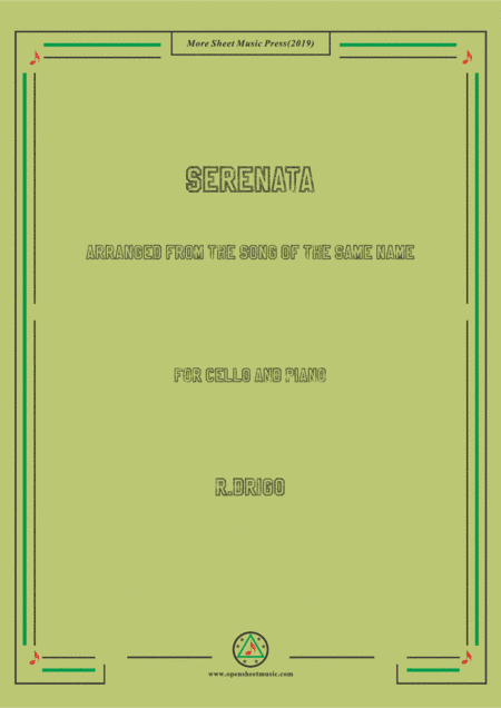 Drigo-Serenata,for Cello and Piano,for Voice and Piano (arr. MSM)