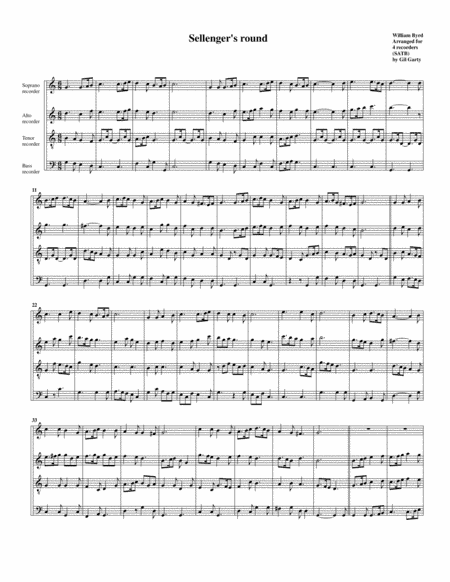 Sellengers round (arrangement for 4 recorders) (arr. Gil Garty)