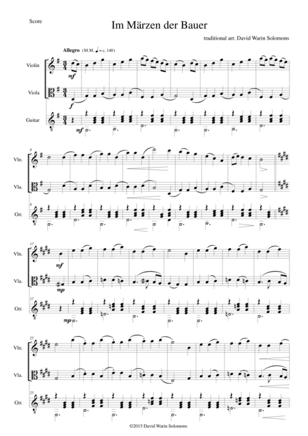 Im Märzen der Bauer (In springtime the farmer) for violin, viola and guitar (arr. David Warin Solomons)