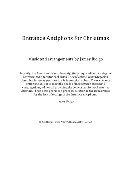 Entrance Antiphons for Christmas (arr. James Bicigo)