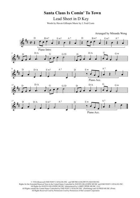 Santa Claus Is Comin' To Town (arr. Miranda Wong)