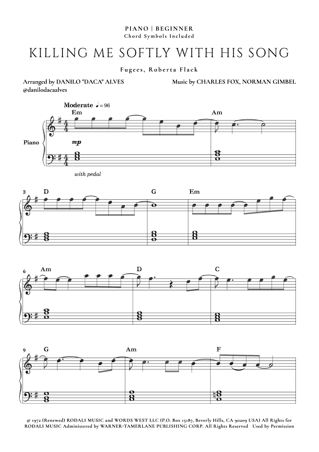 Killing Me Softly With His Song (arr. Danilo "Daca" Alves)