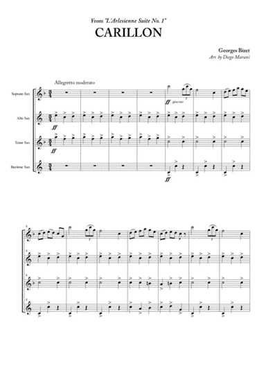 Carillon from "L'Arlesienne Suite No. 1" for Saxophone Quartet (arr. Diego Marani)