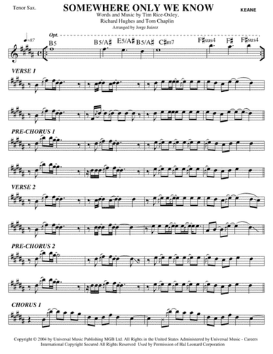 Somewhere Only We Know (arr. Jorge Juárez)