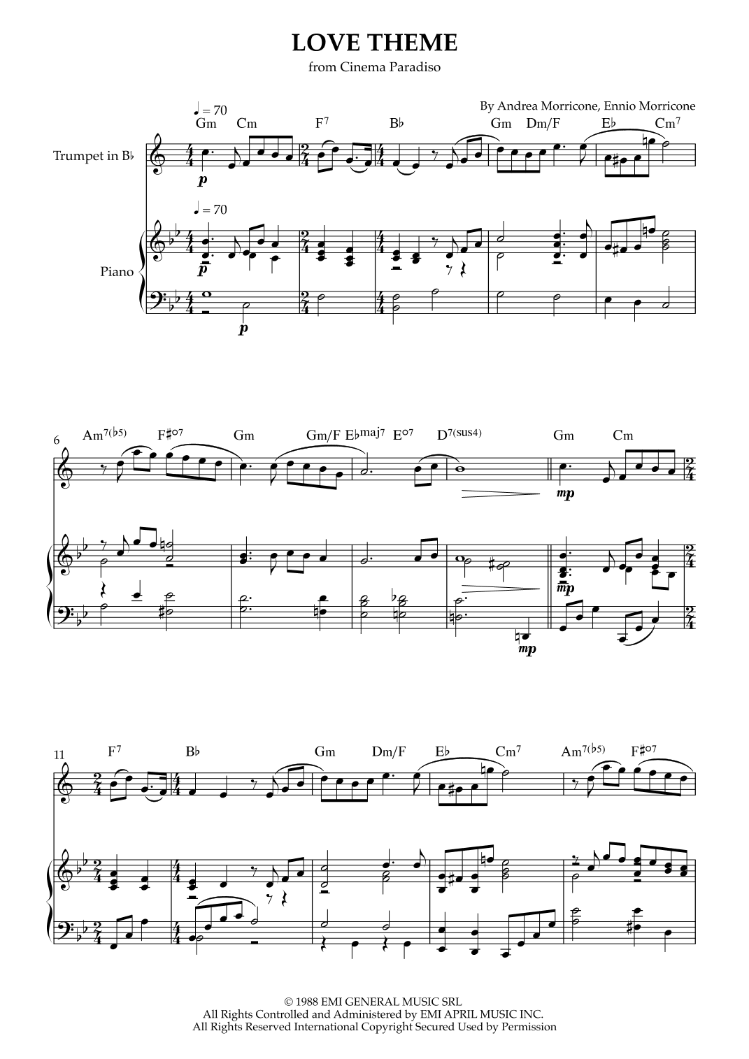 Love Theme (tema D'amore) (arr. Karen Gueiros)