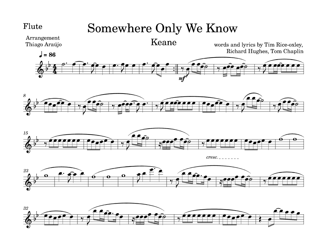 Somewhere Only We Know (arr. Thiago Araujo)