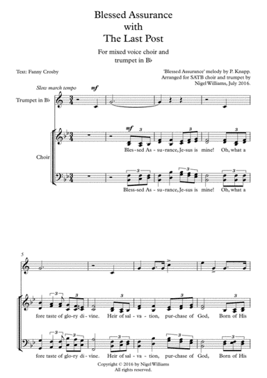 Hymn Concertato, Blessed Assurance, with The Last Post, for SATB choir and trumpet in Bb (arr. Nigel Williams)