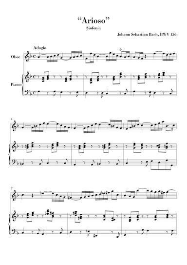 Bach - Arioso BWV 156 for Oboe and Piano (arr. Ahiva Editions)