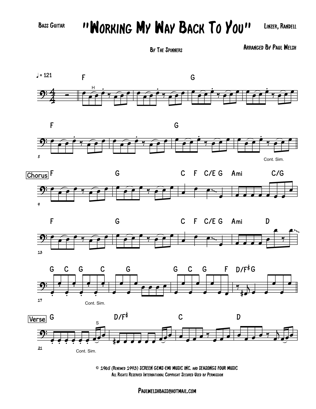 Workin' My Way Back To You (arr. P Welsh)