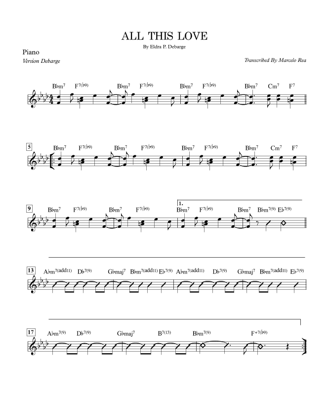 All This Love (arr. Transcribed By Marcelo Rea)