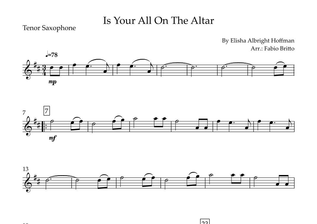 Is Your All On The Altar? (arr. Fabio Britto)