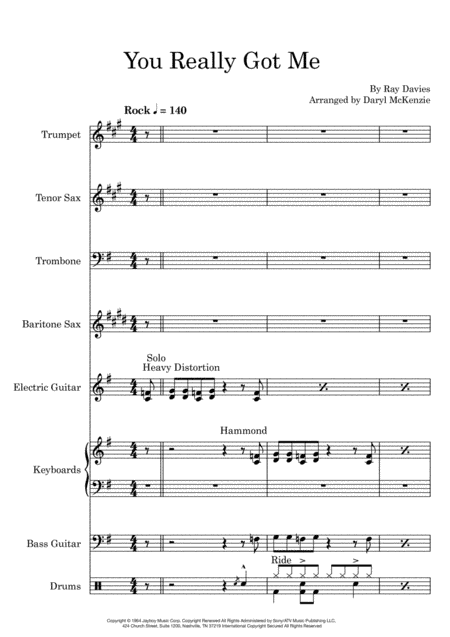 You Really Got Me (arr. Daryl McKenzie)
