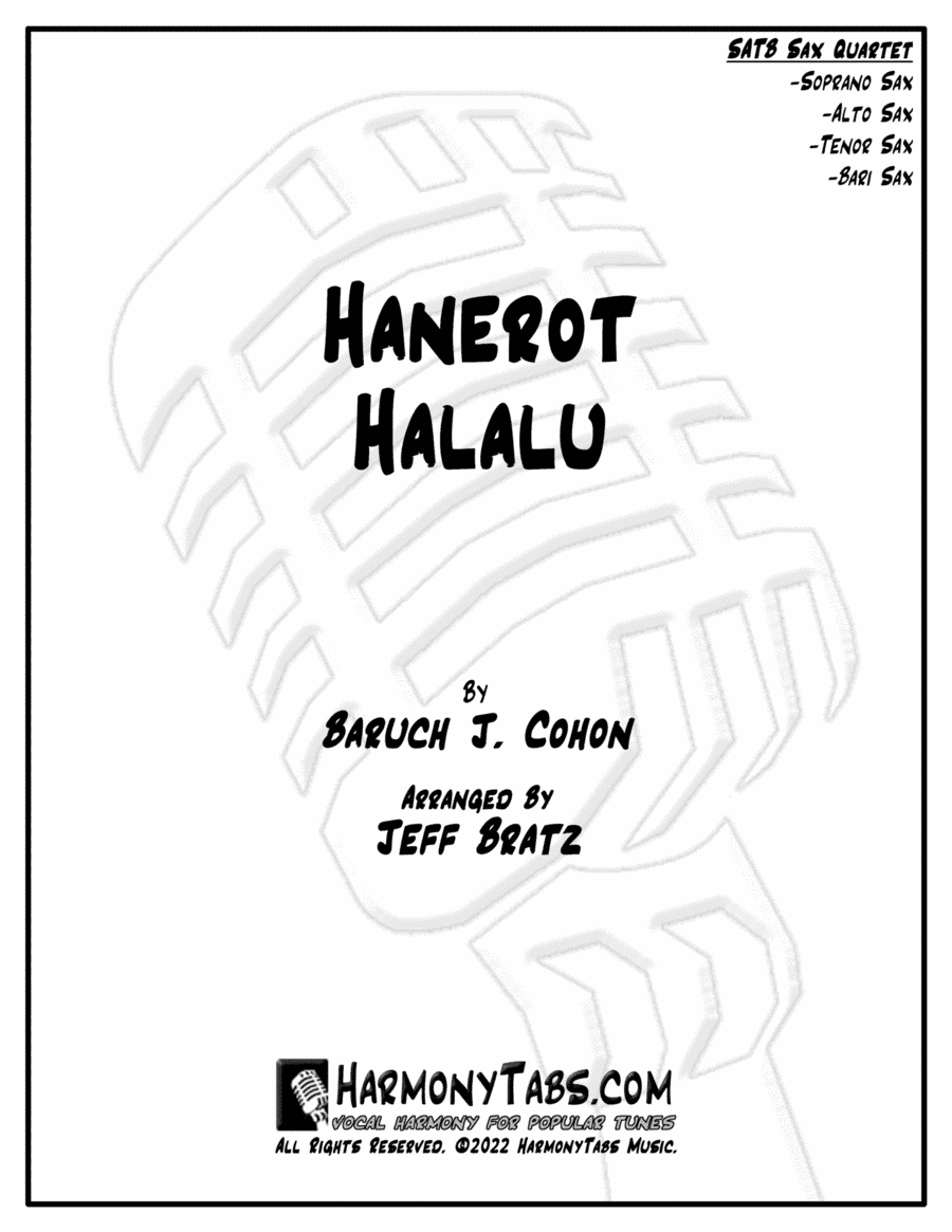 Hanerot Halalu (SATB Sax Quartet) (arr. Jeff Bratz)