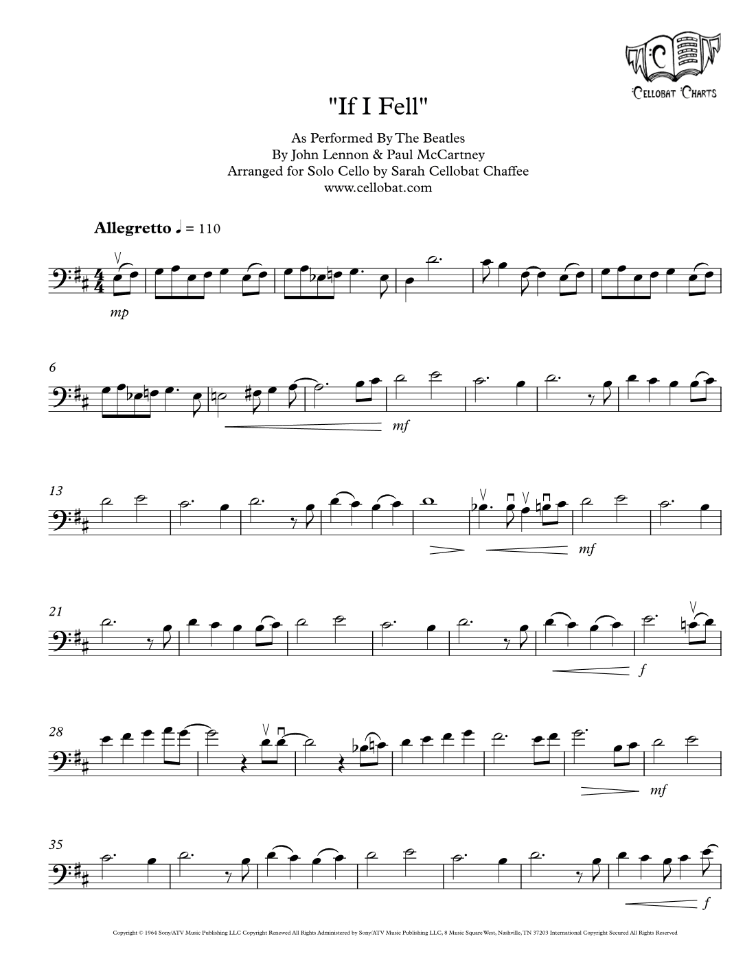 If I Fell (arr. Sarah Cellobat Chaffee)