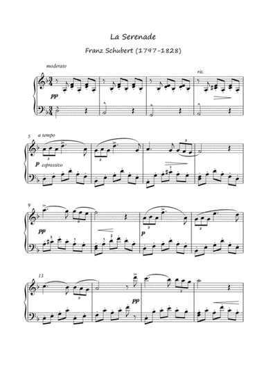 Serenade by Franz Schubert for easy piano (arr. PianoSheetNow)