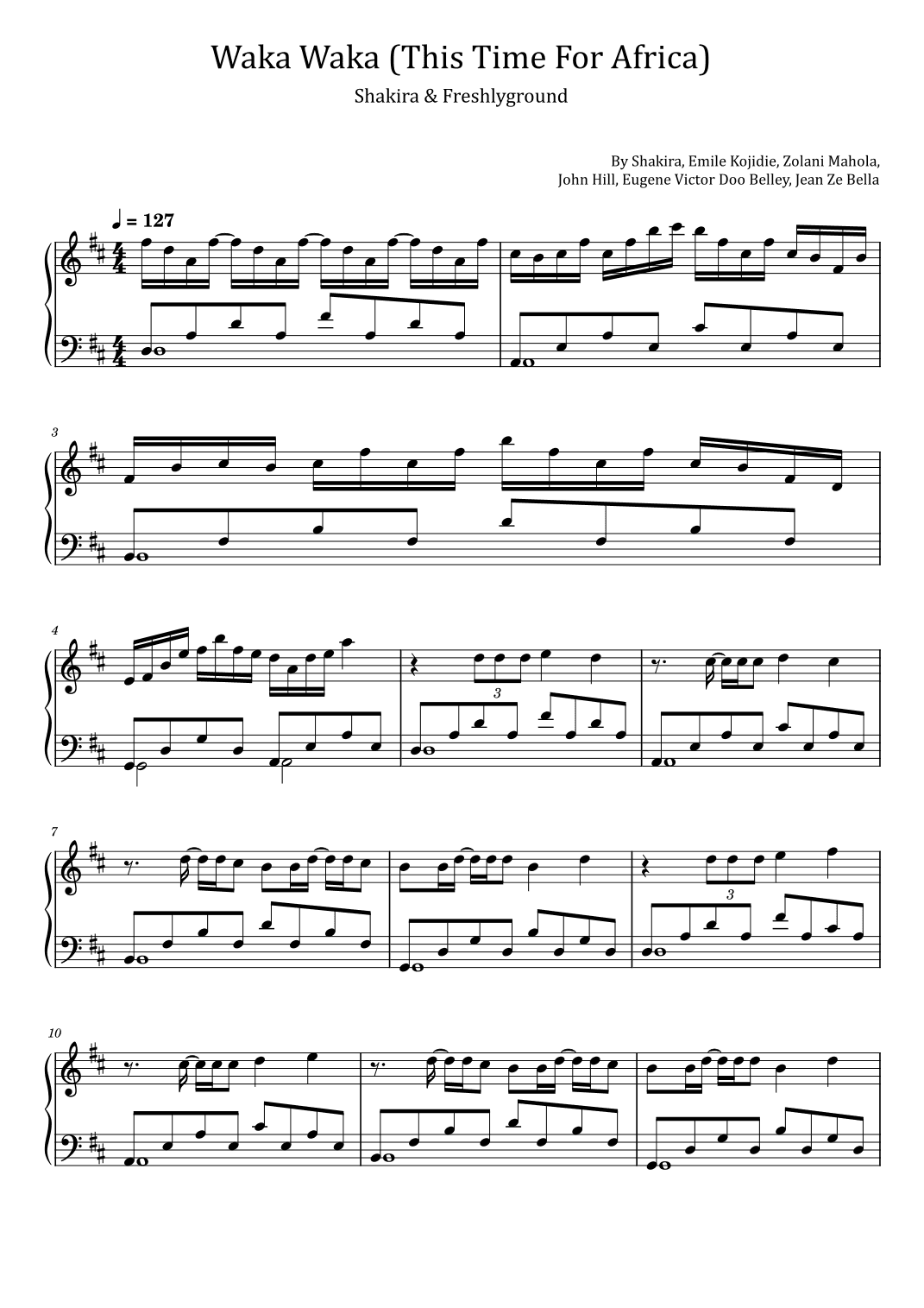 Waka Waka (this Time For Africa) (arr. poon)